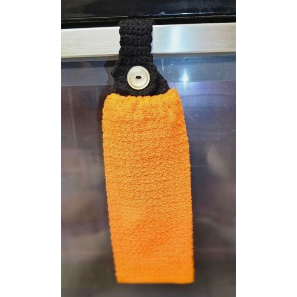 Halloween Crocheted Hanging Kitchen Hand Full Thick Bright Orange Towel Handmade